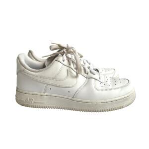 Nike Air Force 1 Low White Leather Sneakers Girls Sz 7 / Women’s 8.5